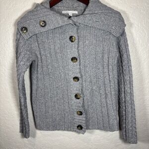 Old Navy Sweater Womens Small Gray Cardigan Lamb's Wool Angora Rabbit Hair Blend